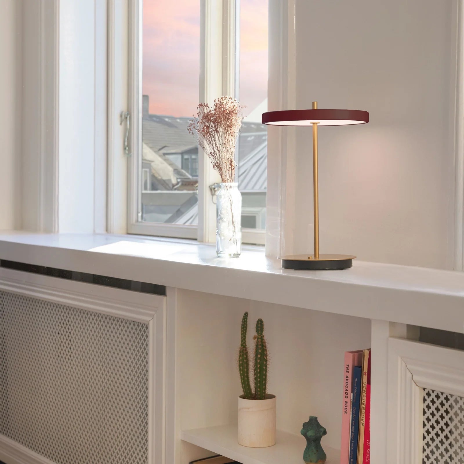 Umage Asteria Move Portable Table Lamp In Ruby Red And Brass