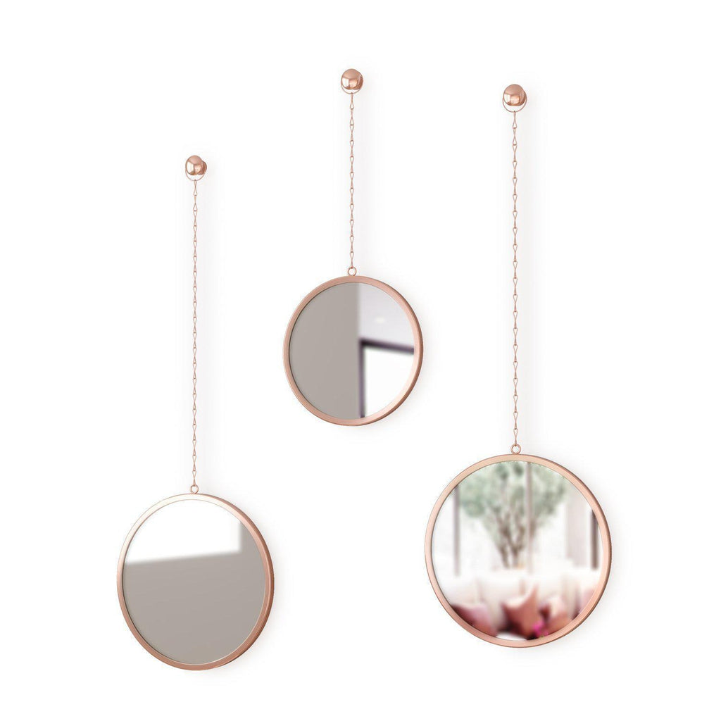Umbra Dima Fotochain Round Mirror Set of 3 Copper-Beaumonde
