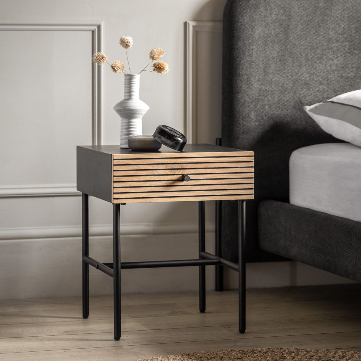 Gallery Direct Hyland 1 Drawer Bedside 400x400x500mm