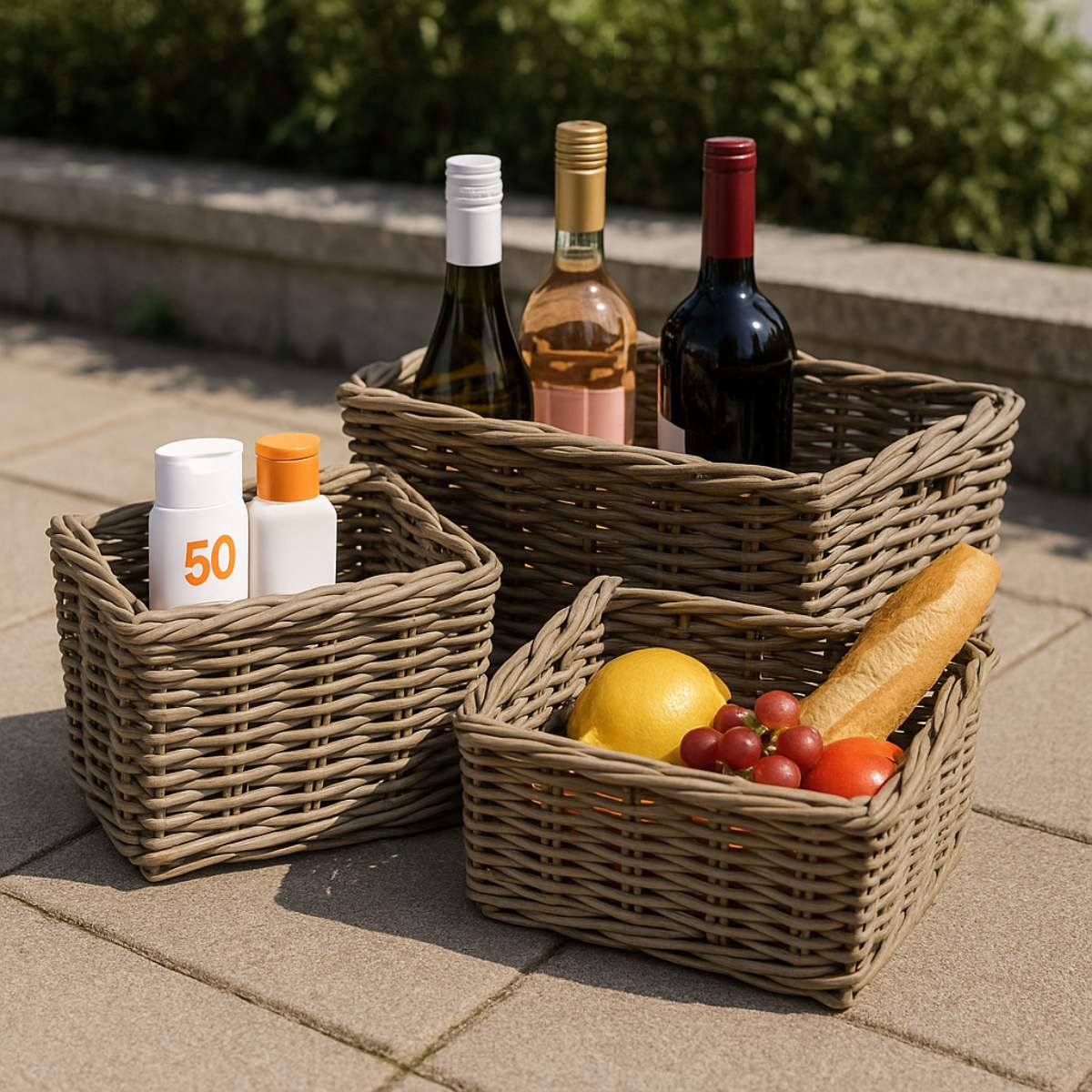 Pacific Lifestyle S/3 Grey Kubu Rectangular Basket Storage