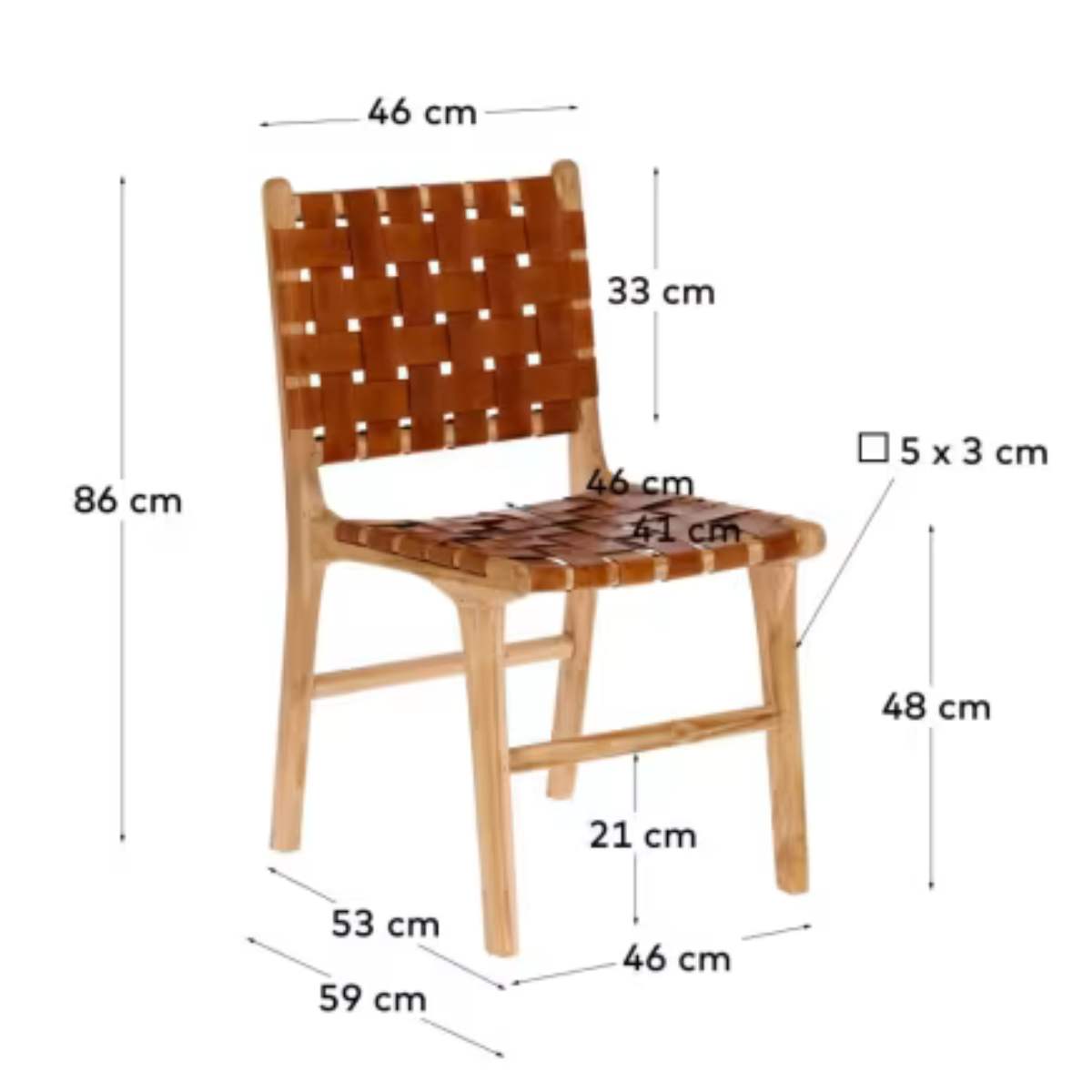 Kave Home Calixta Chair in Leather and Solid Teak