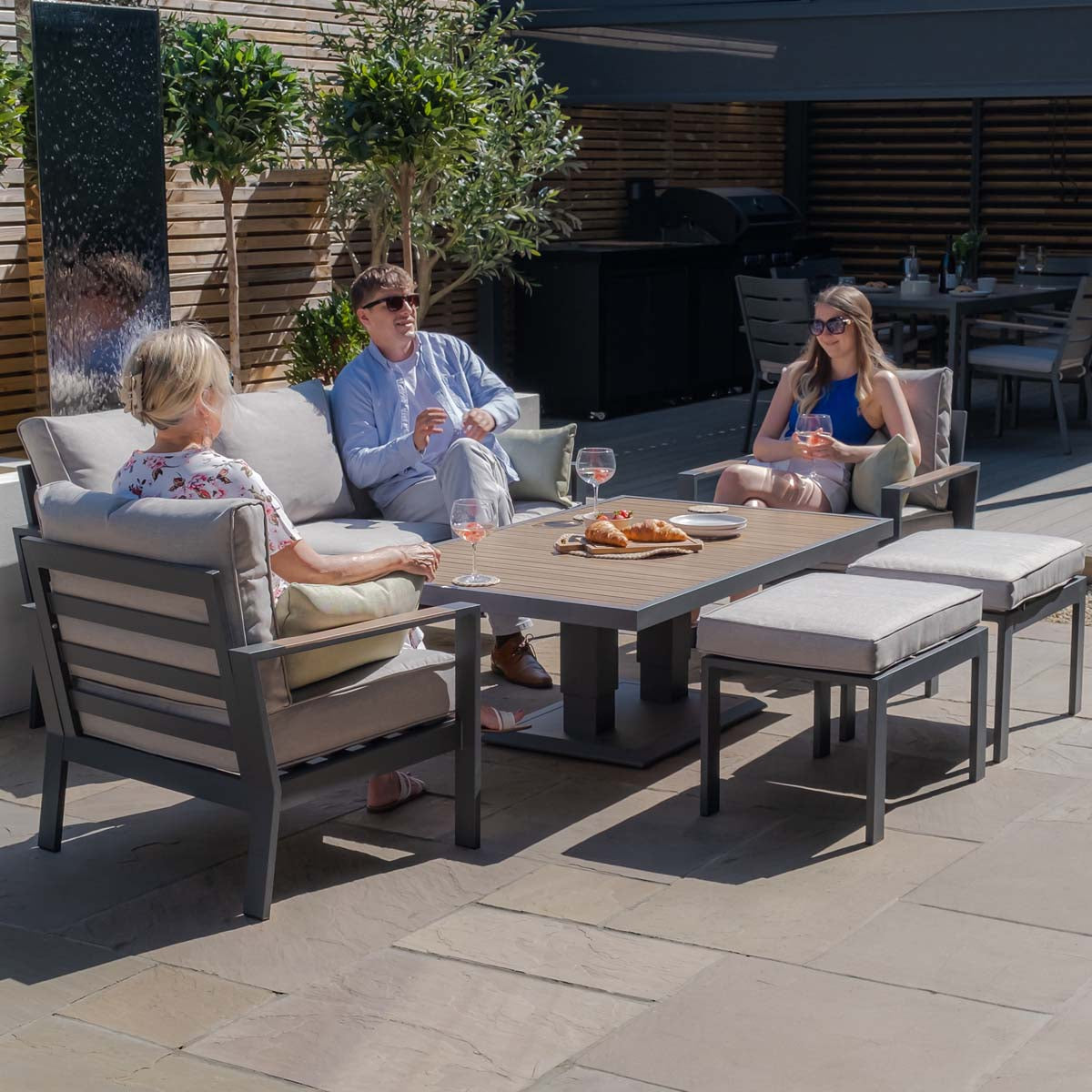 Maze Dove Grey Vancouver 3 Seat Sofa Set With Rising Table