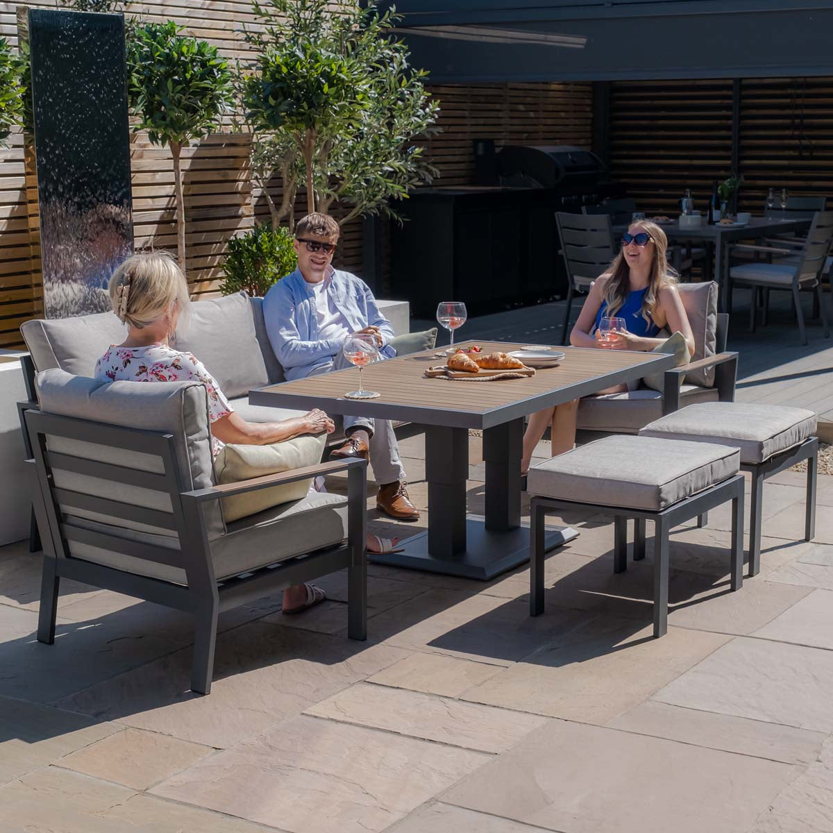 Maze Dove Grey Vancouver 3 Seat Sofa Set With Rising Table