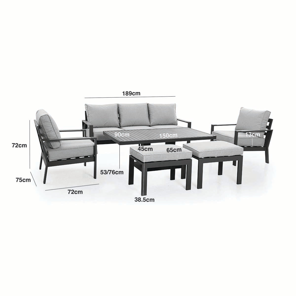 Maze Dove Grey Vancouver 3 Seat Sofa Set With Rising Table
