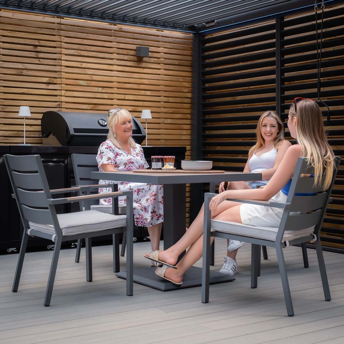 Maze Dove Grey Vancouver 4 Seat Square Dining Set