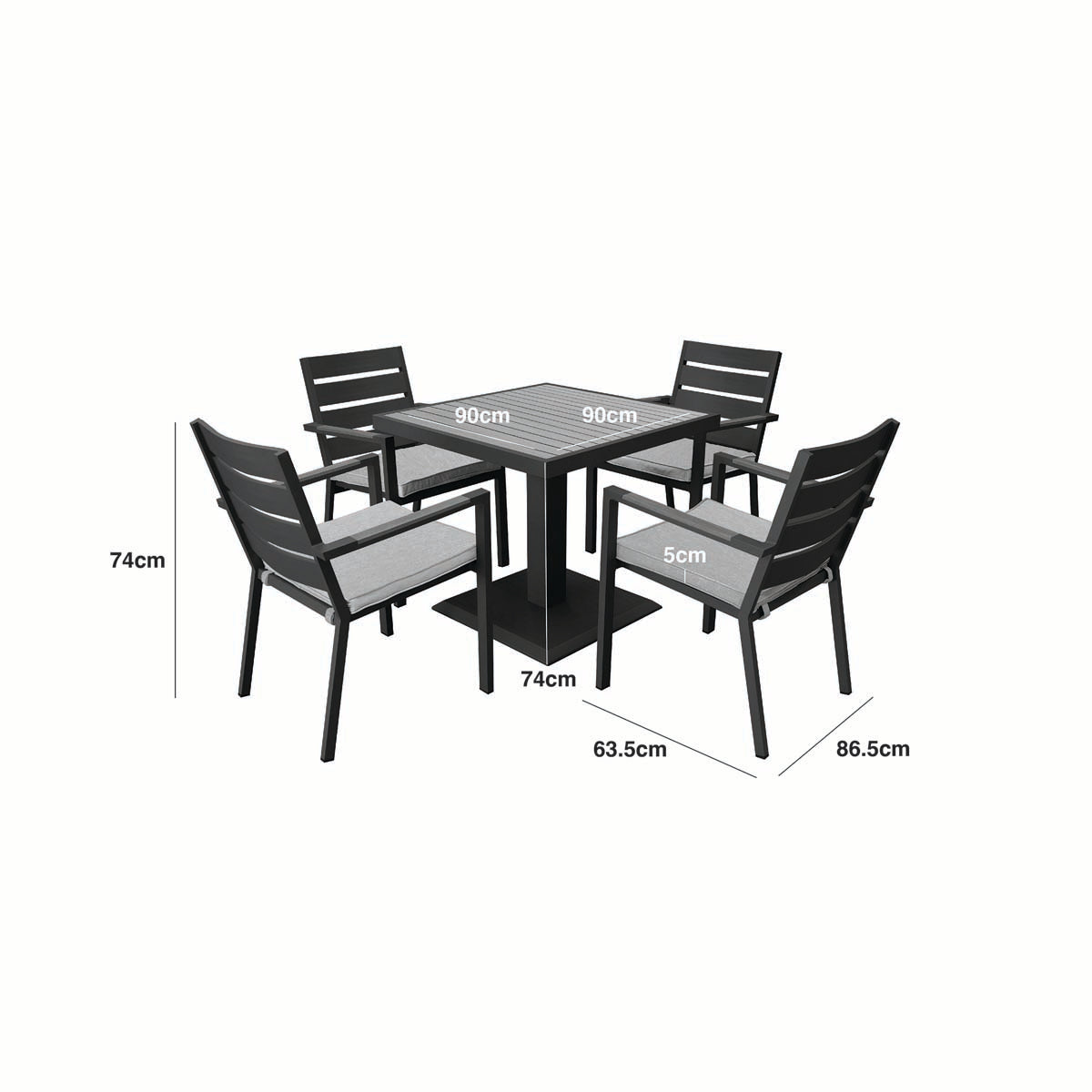 Maze Dove Grey Vancouver 4 Seat Square Dining Set