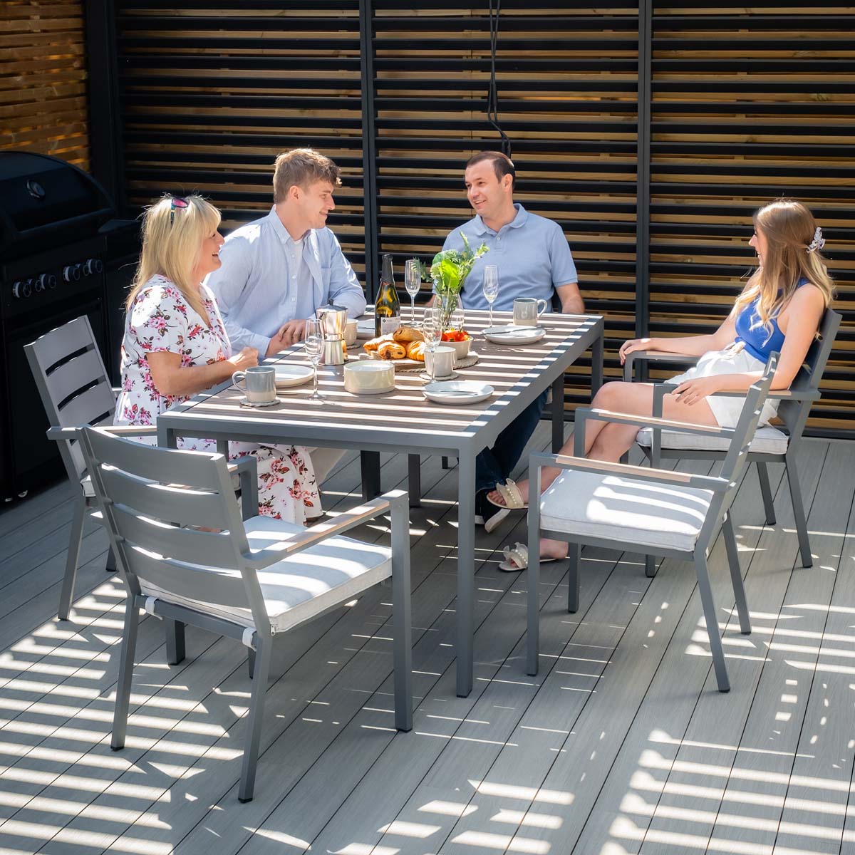 Maze Dove Grey Vancouver 6 Seat Rectangular Dining Set