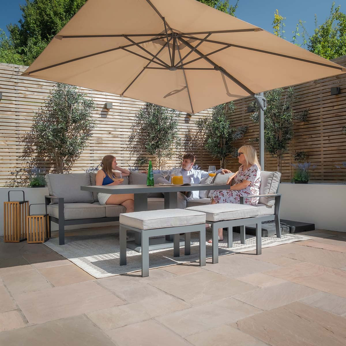 Maze Dove Grey Vancouver Large Corner Dining Set With Rectangular Rising Table