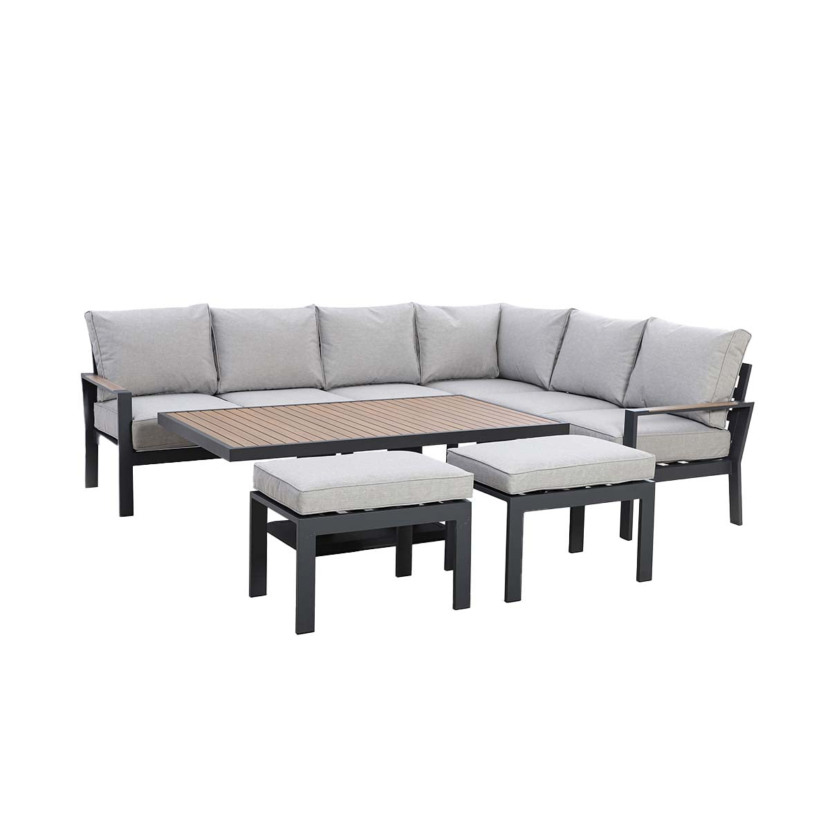 Maze Dove Grey Vancouver Large Corner Dining Set With Rectangular Rising Table
