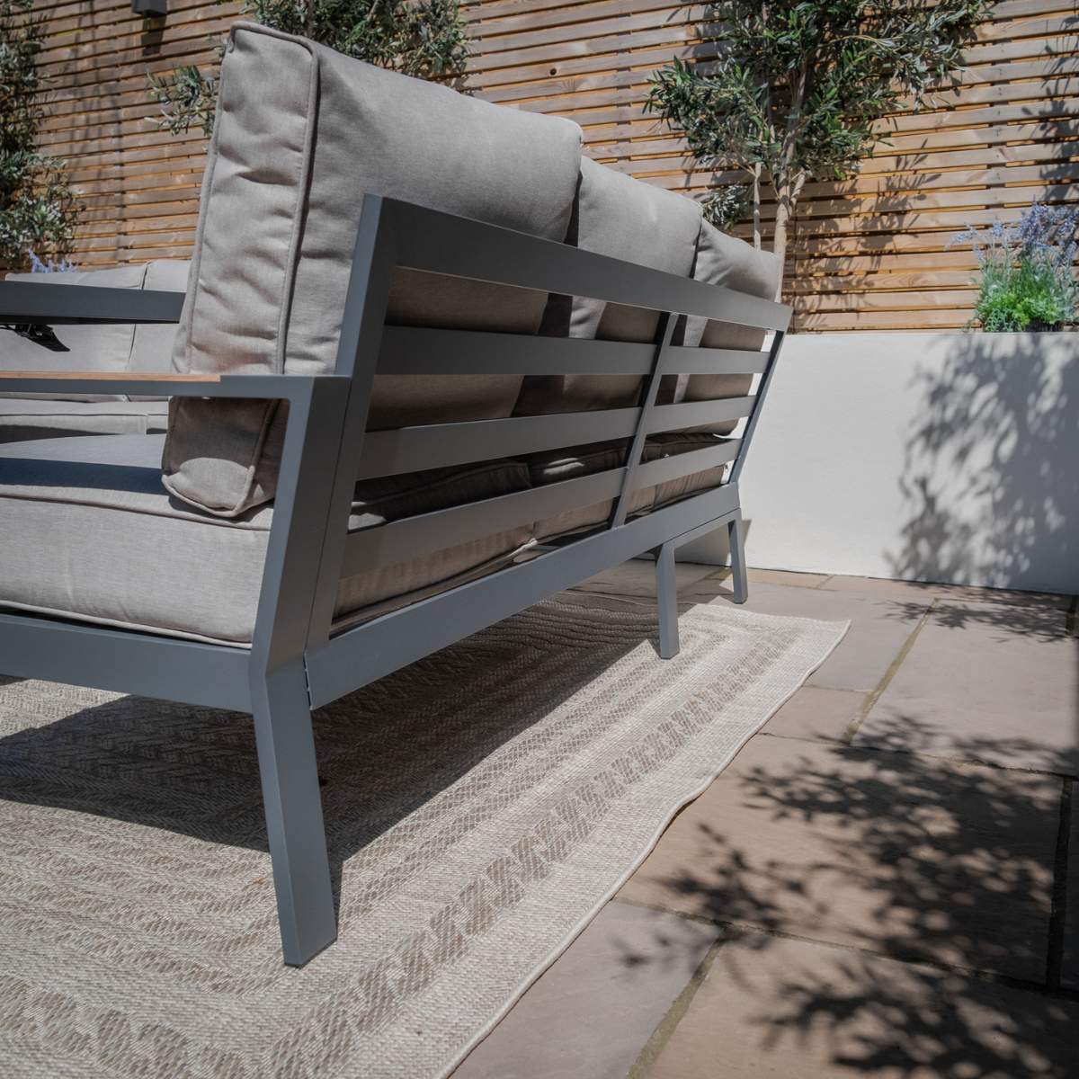 Maze Dove Grey Vancouver Large Corner Sofa Set With Rectangular Table