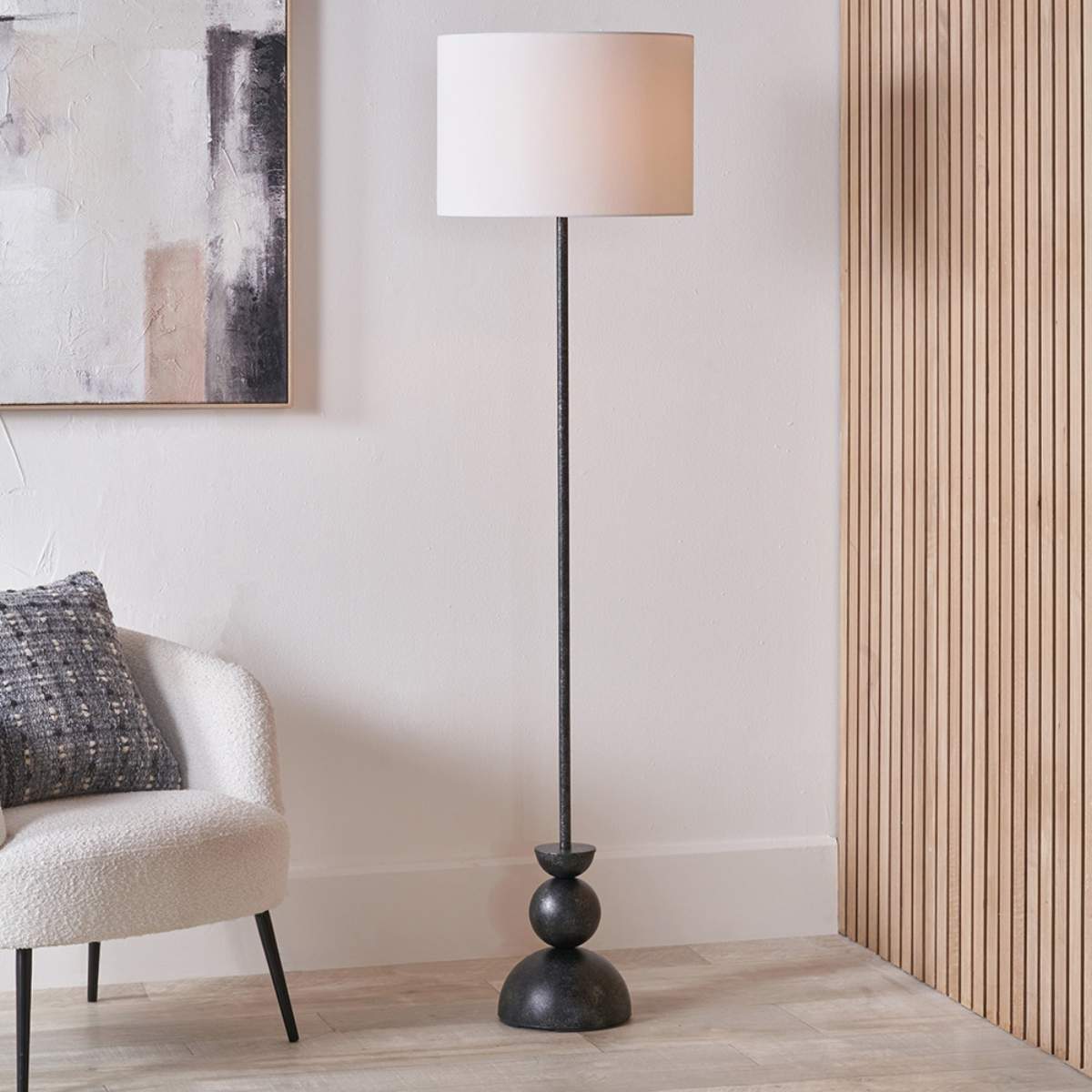 Pacific Lifestyle Vala Graphite Metal Textured Effect Ball Floor Lamp
