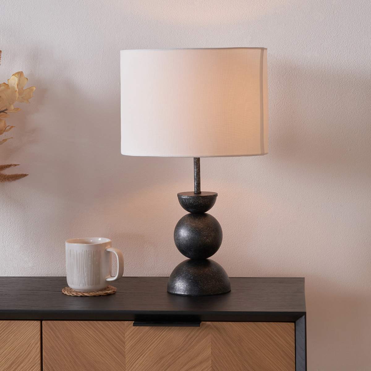 Pacific Lifestyle Vala Graphite Metal Textured Effect Ball Table Lamp