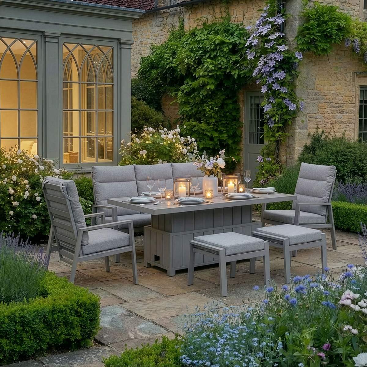 Maze - Valencia Reclining 3 Seat Aluminium Garden Sofa Set