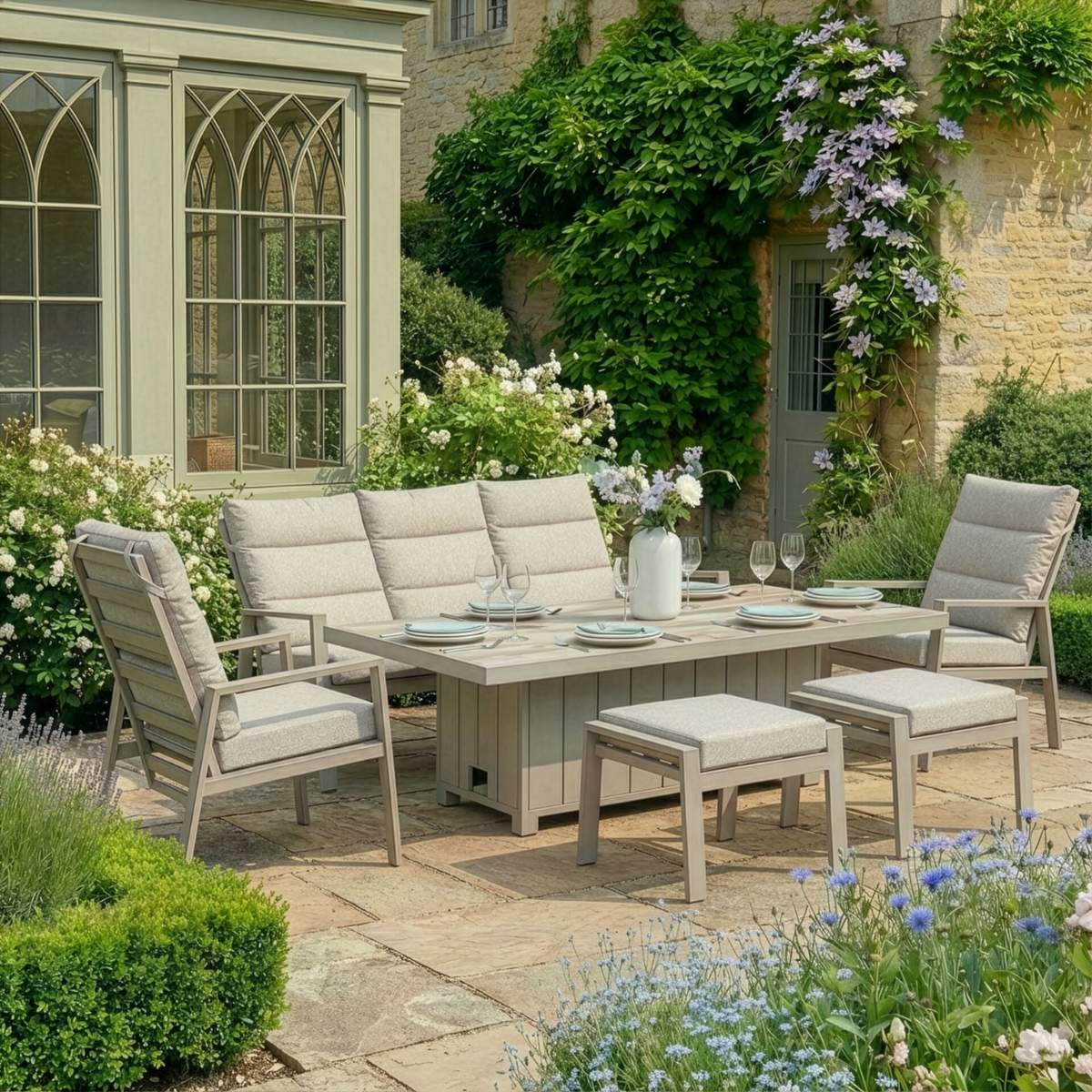 Maze - Valencia Reclining 3 Seat Aluminium Garden Sofa Set