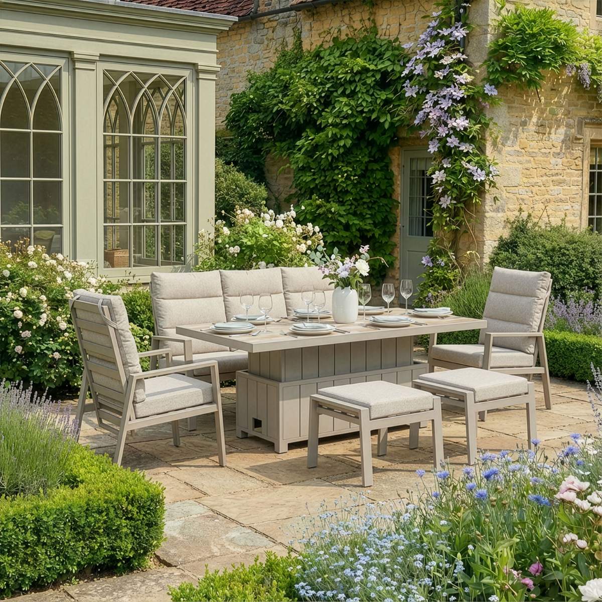Maze - Valencia Reclining 3 Seat Aluminium Garden Sofa Set