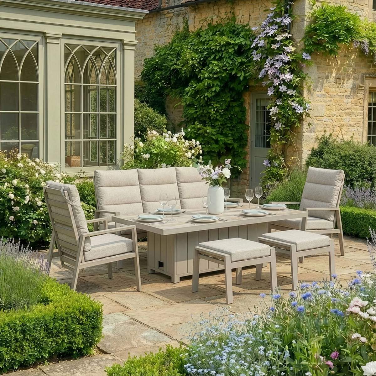 Maze - Valencia Reclining 3 Seat Aluminium Garden Sofa Set