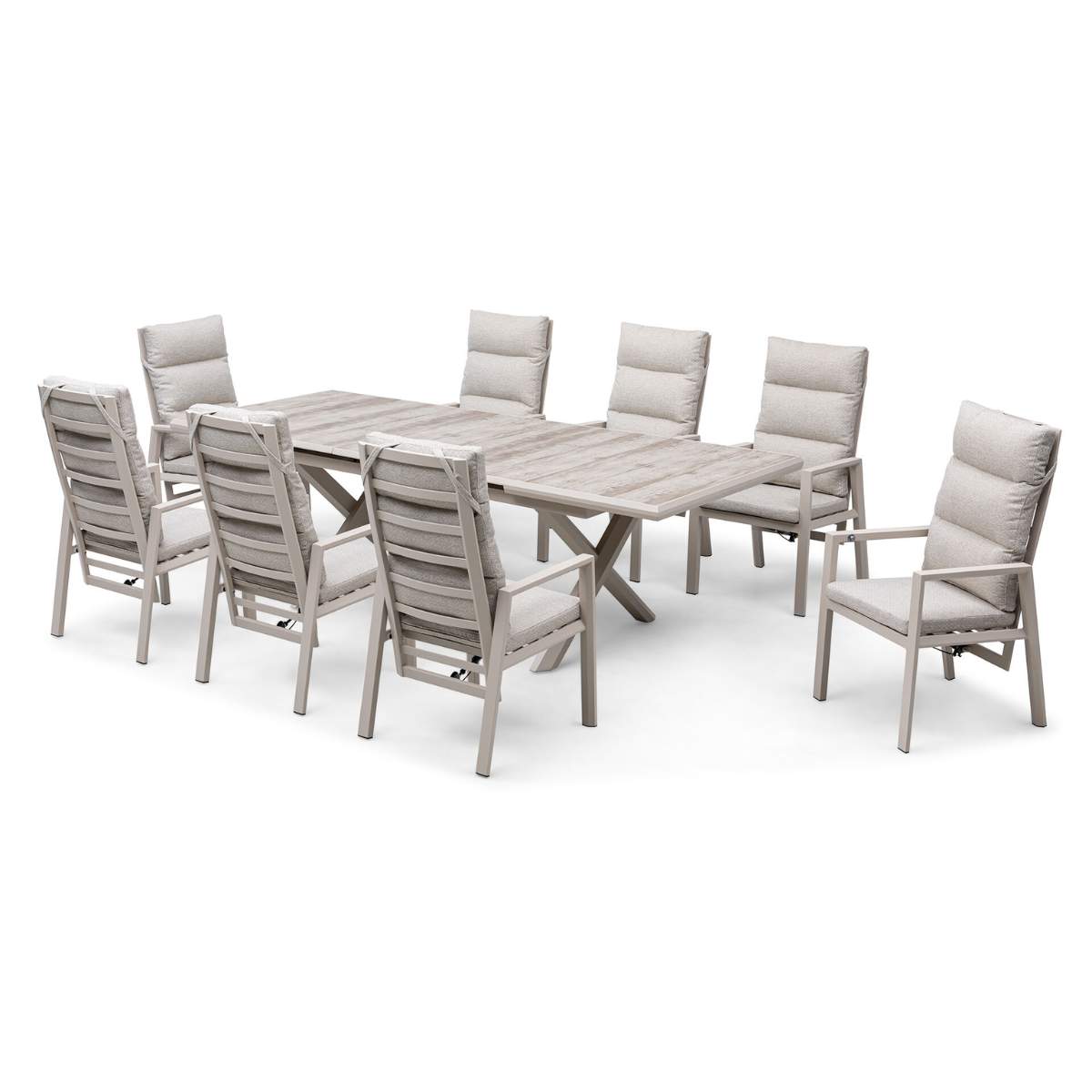 Maze - Valencia Reclining 6-8 Seat Aluminium Extending Garden Dining Set - Latte