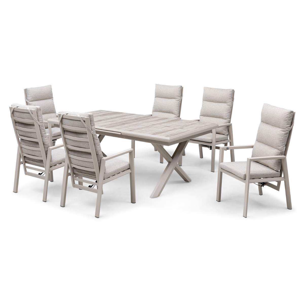 Maze - Valencia Reclining 6-8 Seat Aluminium Extending Garden Dining Set - Latte