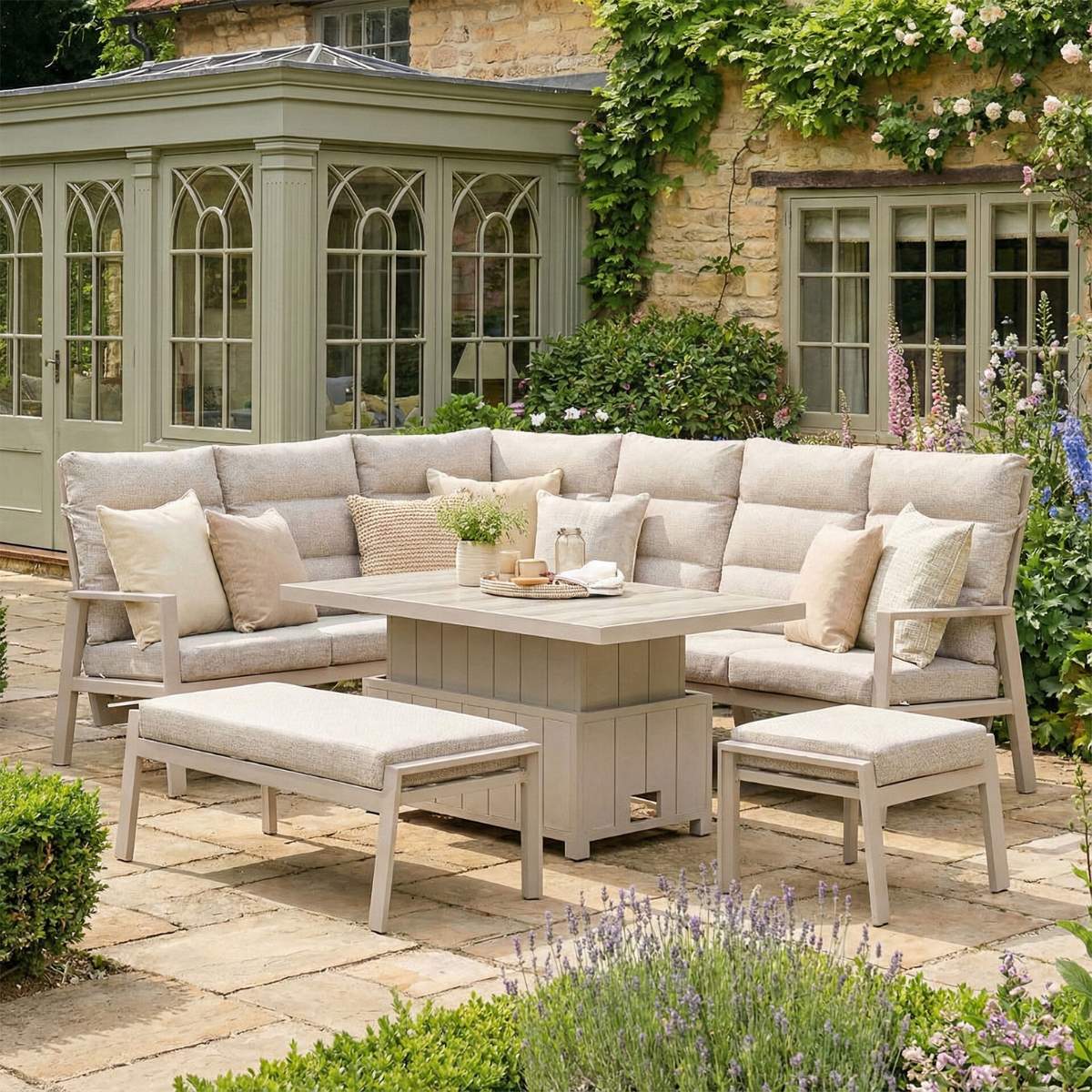 Maze - Valencia Reclining Aluminium Corner Garden Dining Set
