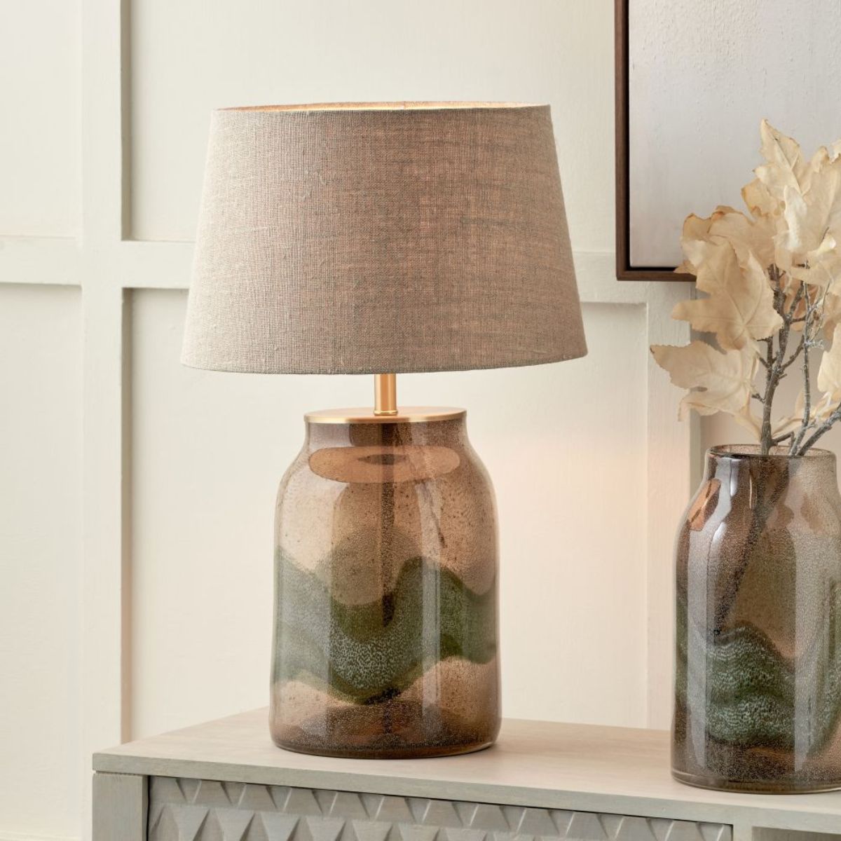 Pacific Lifestyle Valtellina Brown and Green Glass Table Lamp Base