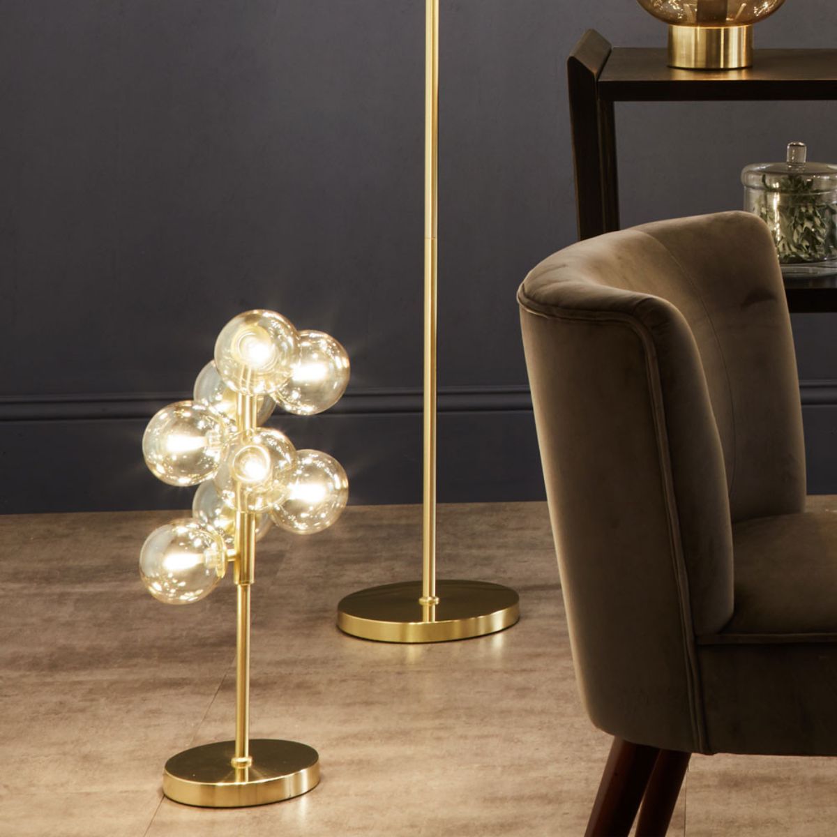 Pacific Lifestyle Vecchio Lustre Glass Orb and Gold Metal Table Lamp