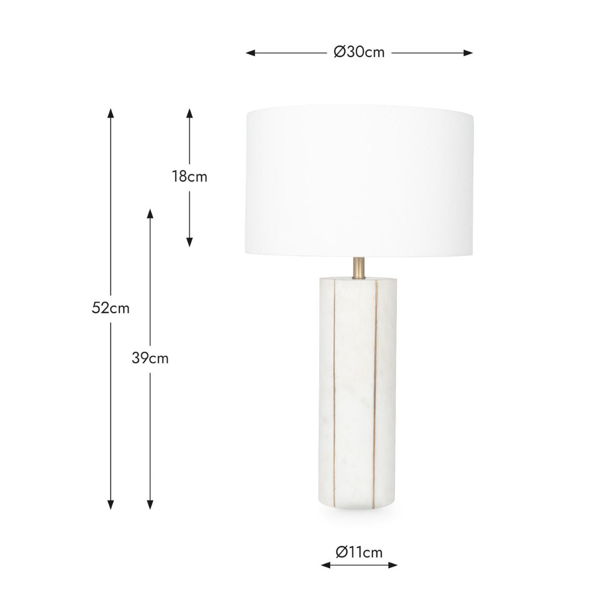 Pacific Lifestyle Venetia White Marble and Gold Metal Tall Table Lamp