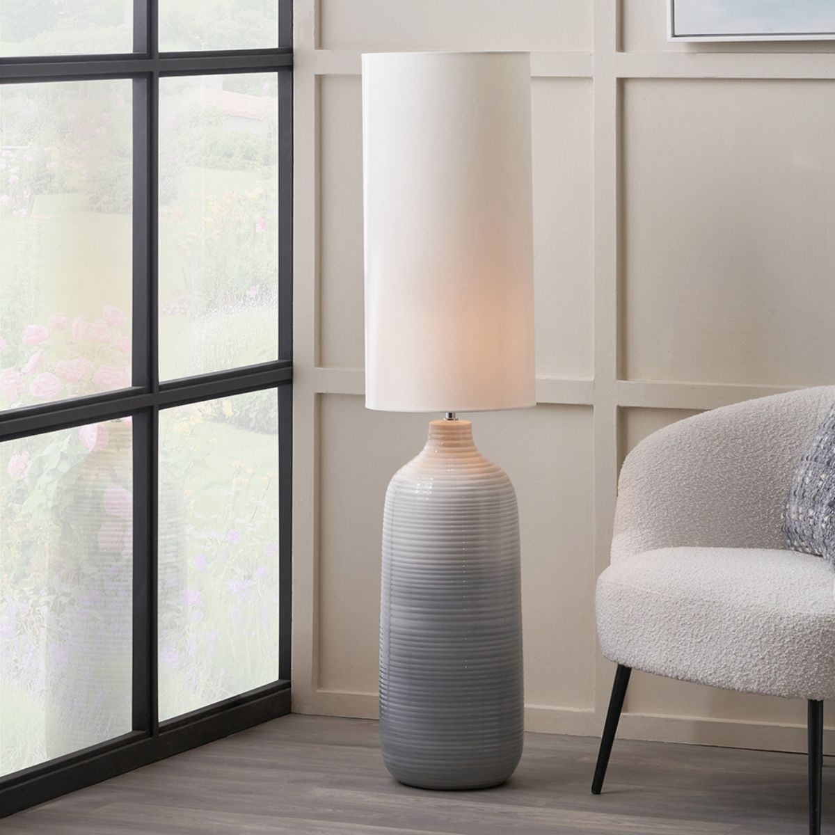 Pacific Lifestyle Venus Blue and Grey Ombre Ceramic Floor Lamp