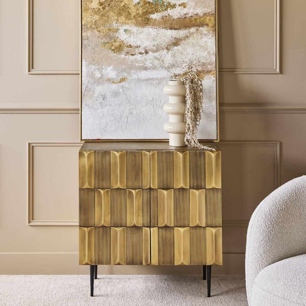 Libra Interiors Verano Brass 2 Door Cabinet
