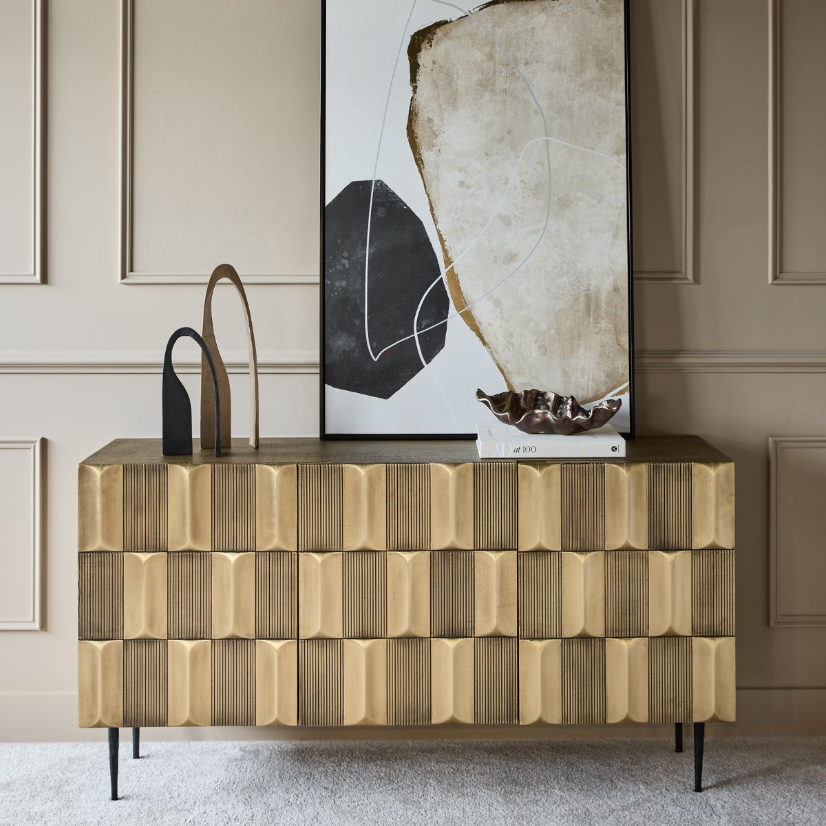 Libra Interiors Verano Large Brass Sideboard