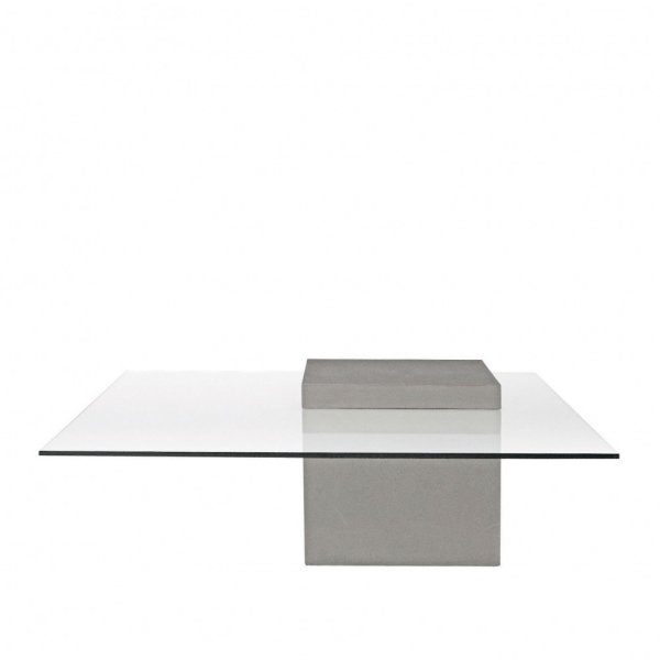 Lyon Beton Verveine Concrete Coffee Table With Glass Top-Beaumonde
