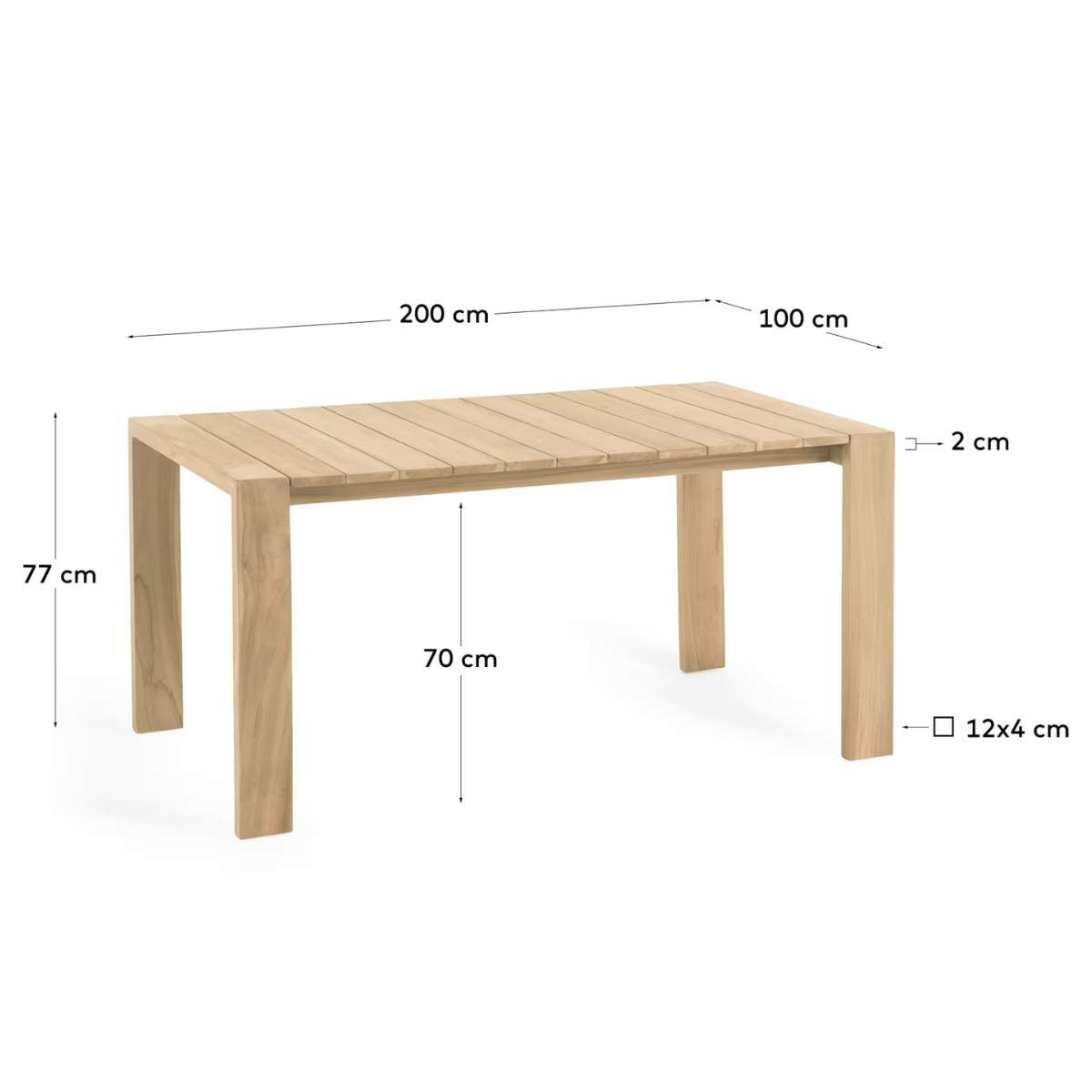 Kave Home Victoire solid teak outdoor table 200 x 100 cm