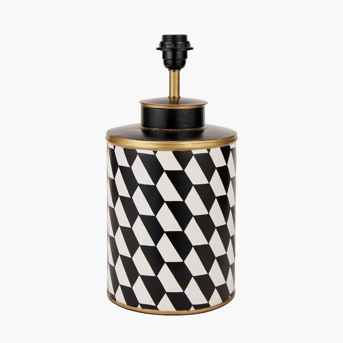 Pacific Lifestyle Victor Black and White Geometric Hand Painted Metal Table Lamp Base
