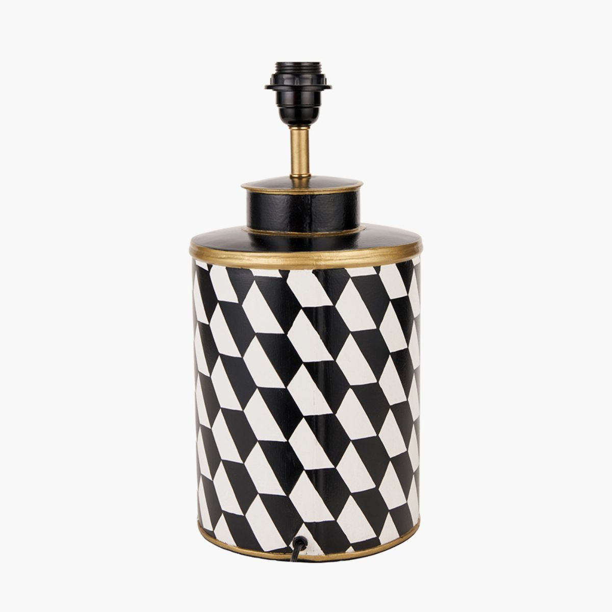 Pacific Lifestyle Victor Black and White Geometric Hand Painted Metal Table Lamp Base