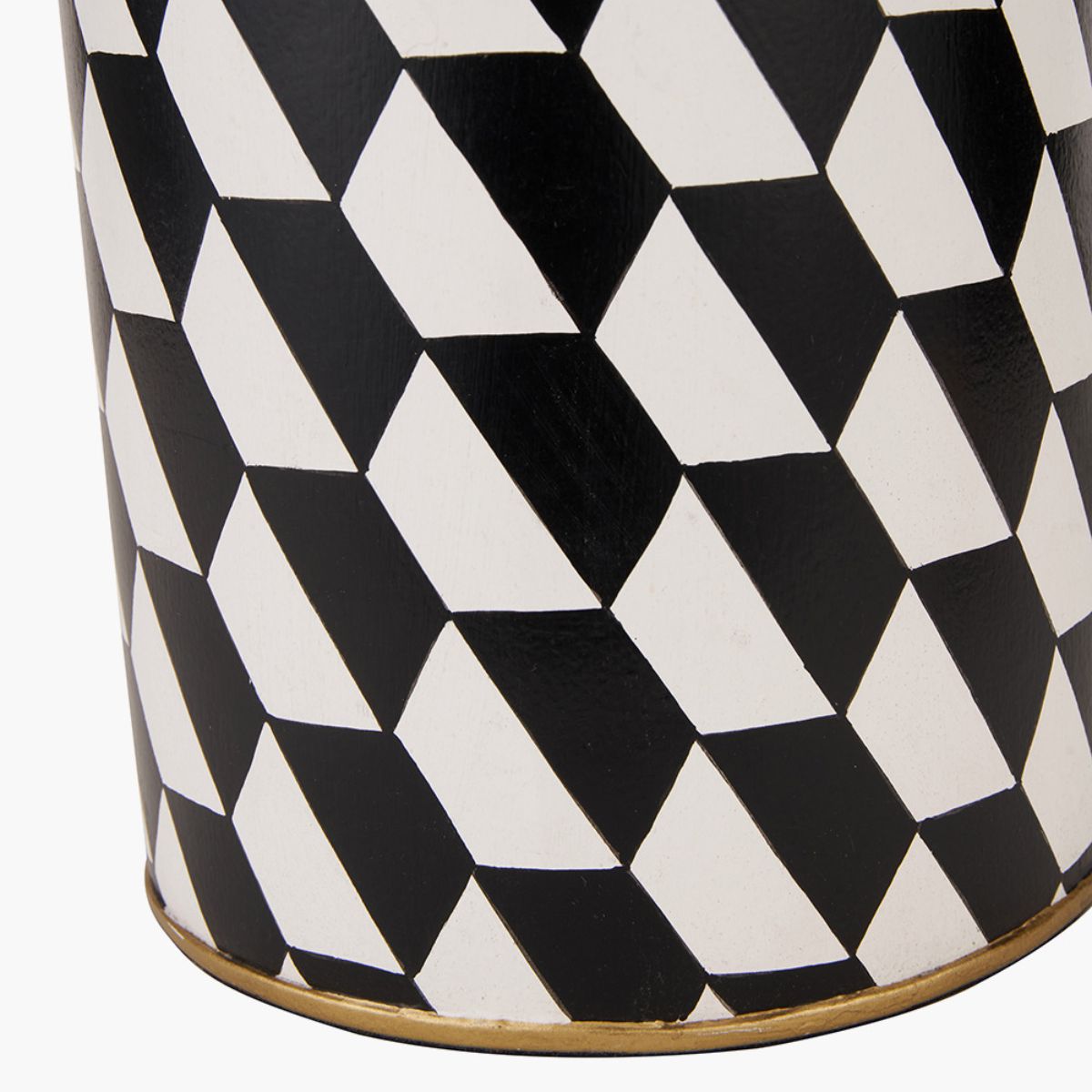 Pacific Lifestyle Victor Black and White Geometric Hand Painted Metal Table Lamp Base