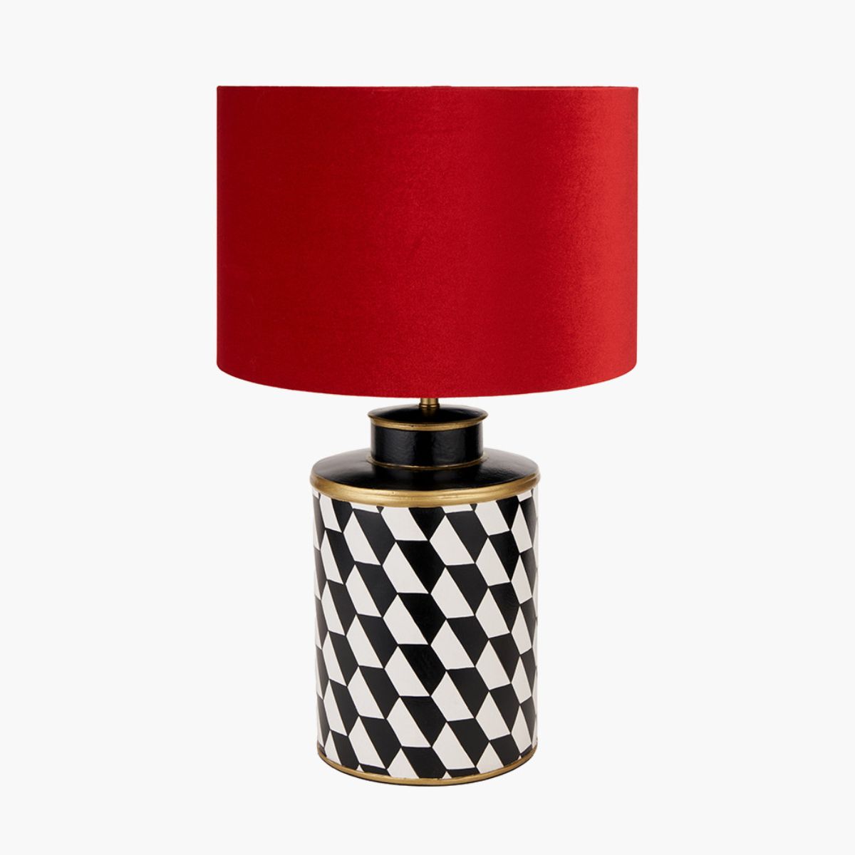 Pacific Lifestyle Victor Black and White Geometric Hand Painted Metal Table Lamp Base
