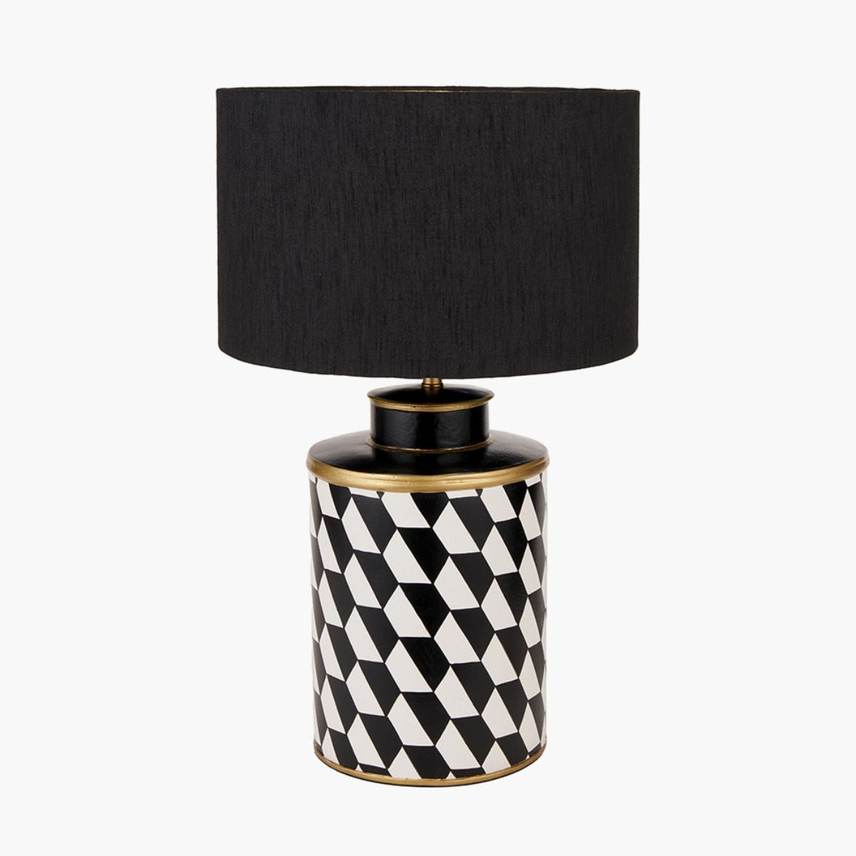 Pacific Lifestyle Victor Black and White Geometric Hand Painted Metal Table Lamp Base