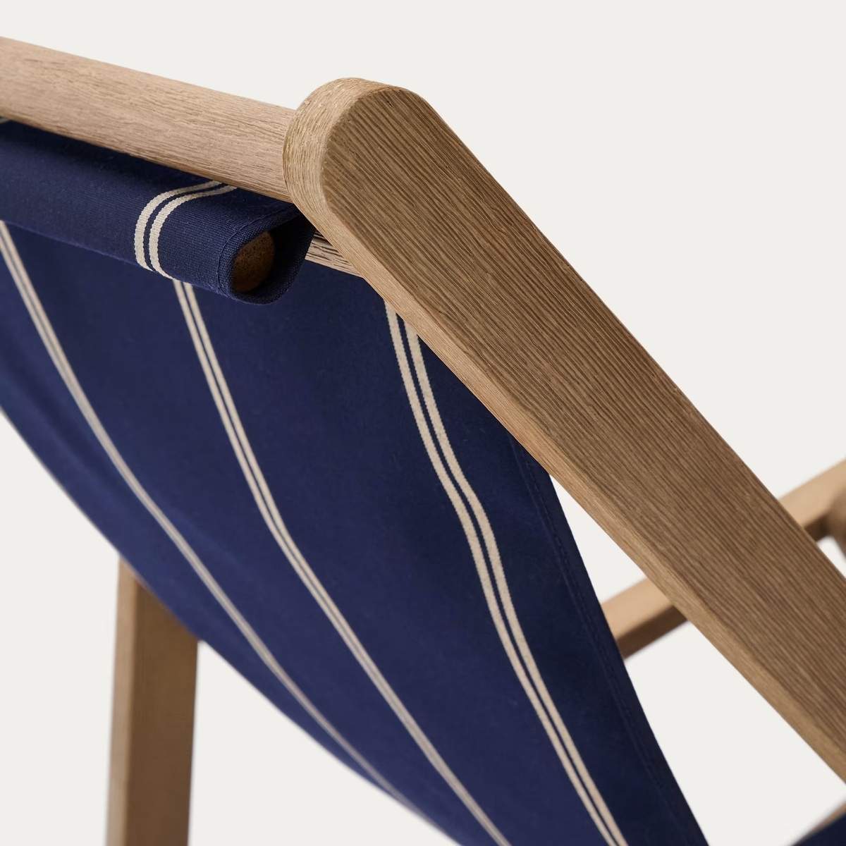 Kave Home Vilara brown and beige striped outdoor folding deck chair made of FSC 100% solid acacia wood