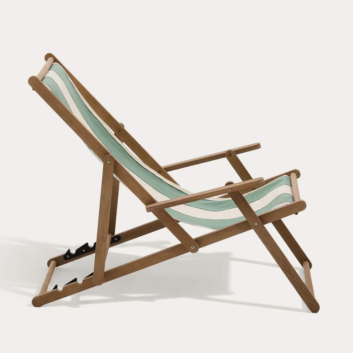 Kave Home Vilara brown and beige striped outdoor folding deck chair made of FSC 100% solid acacia wood