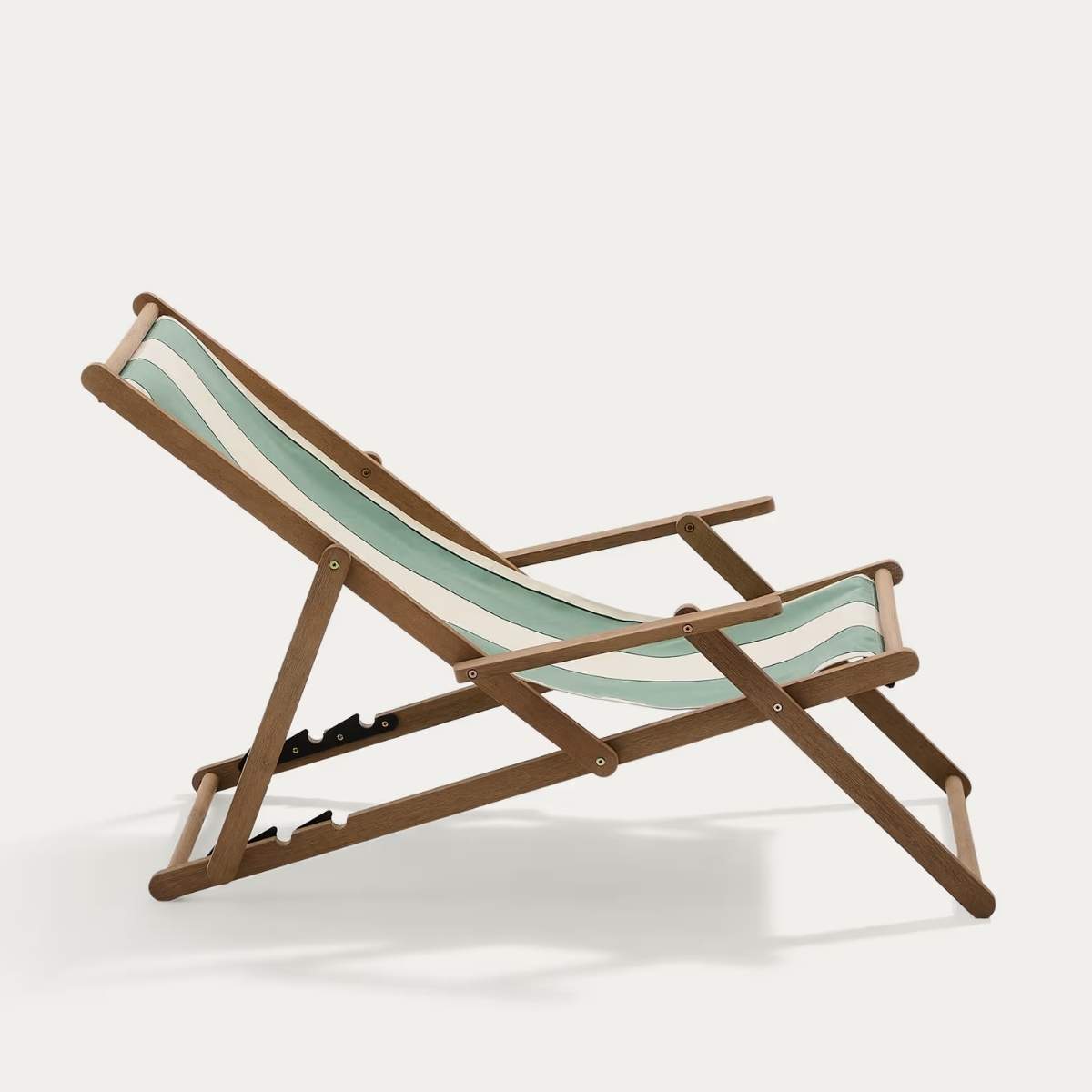Kave Home Vilara brown and beige striped outdoor folding deck chair made of FSC 100% solid acacia wood