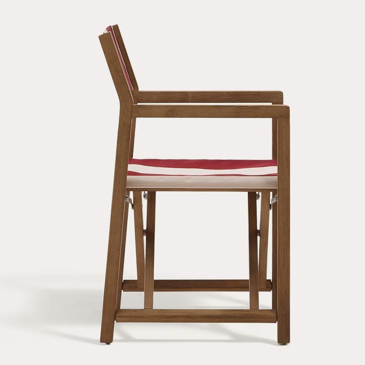 Kave Home Vilara blue and beige striped outdoor folding chair made of FSC 100% solid acacia wood
