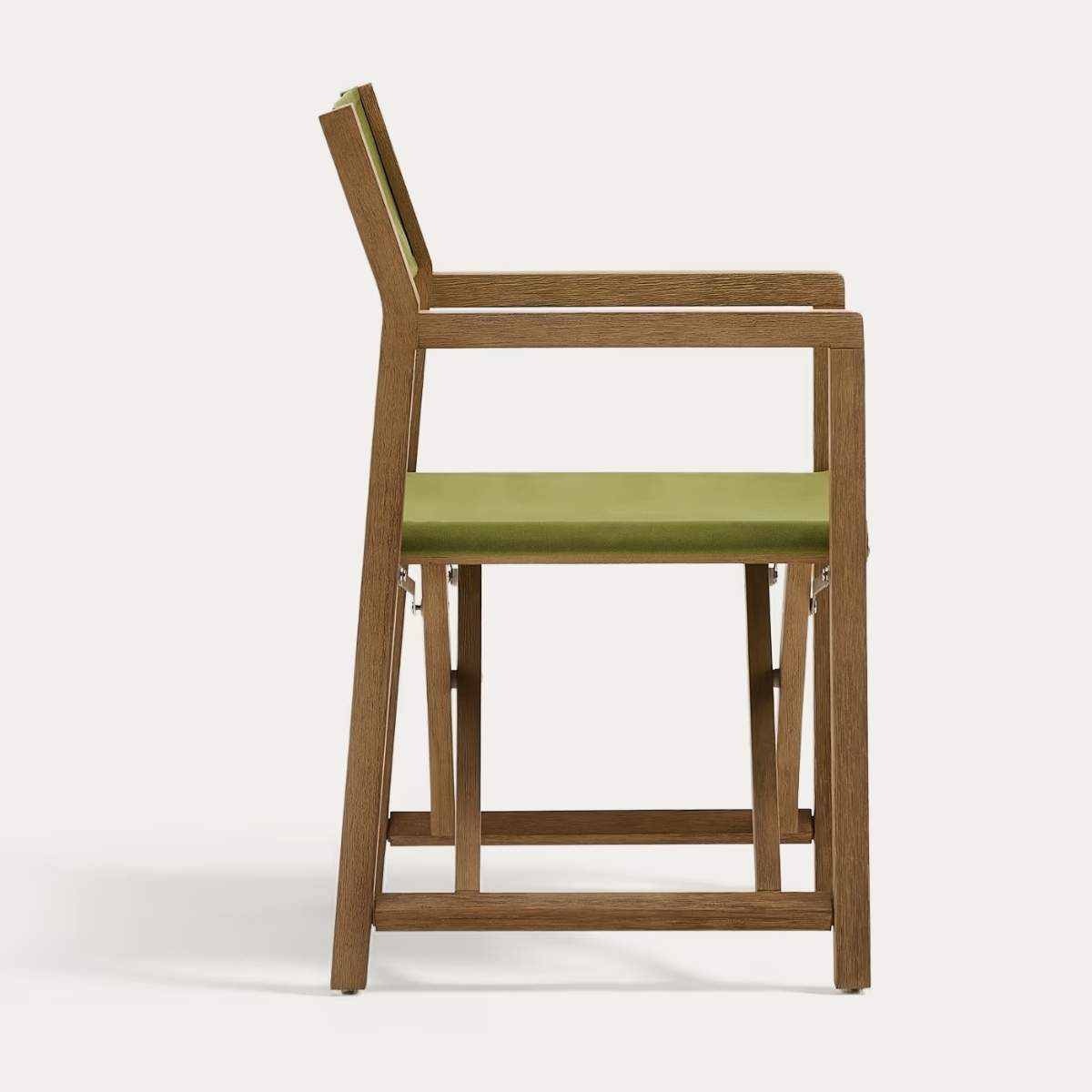 Kave Home Vilara blue and beige striped outdoor folding chair made of FSC 100% solid acacia wood