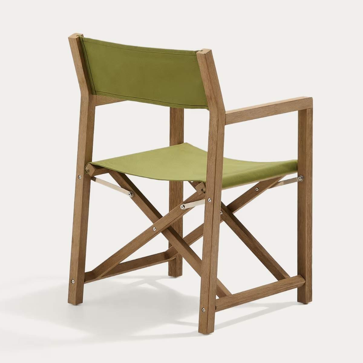 Kave Home Vilara blue and beige striped outdoor folding chair made of FSC 100% solid acacia wood