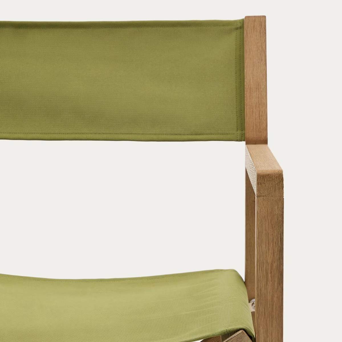 Kave Home Vilara blue and beige striped outdoor folding chair made of FSC 100% solid acacia wood