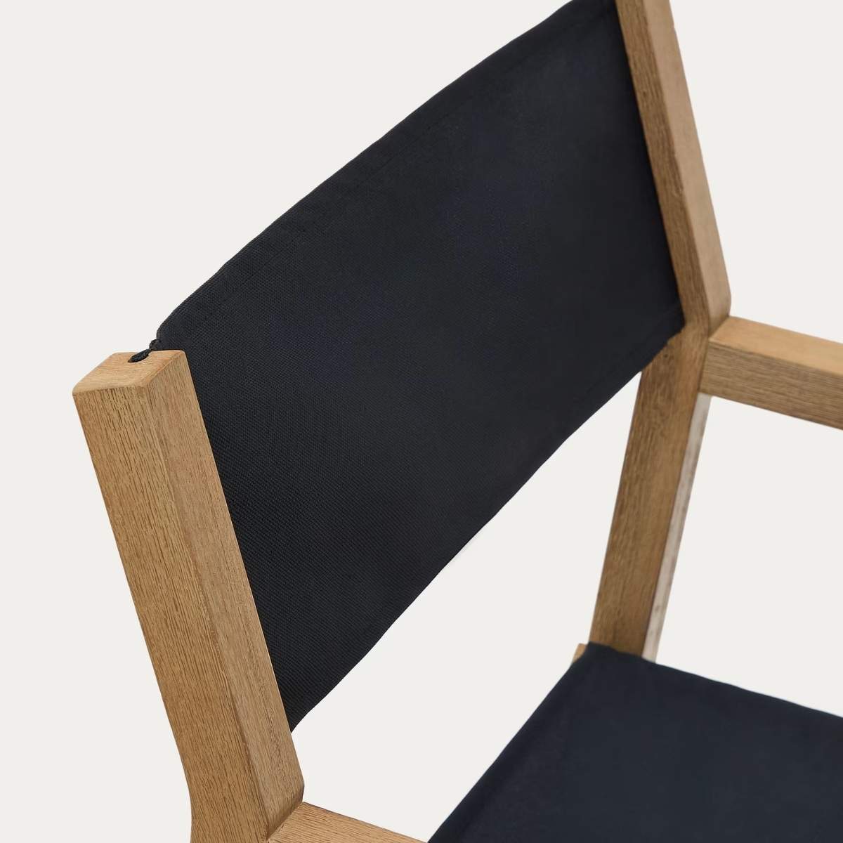 Kave Home Vilara blue and beige striped outdoor folding chair made of FSC 100% solid acacia wood