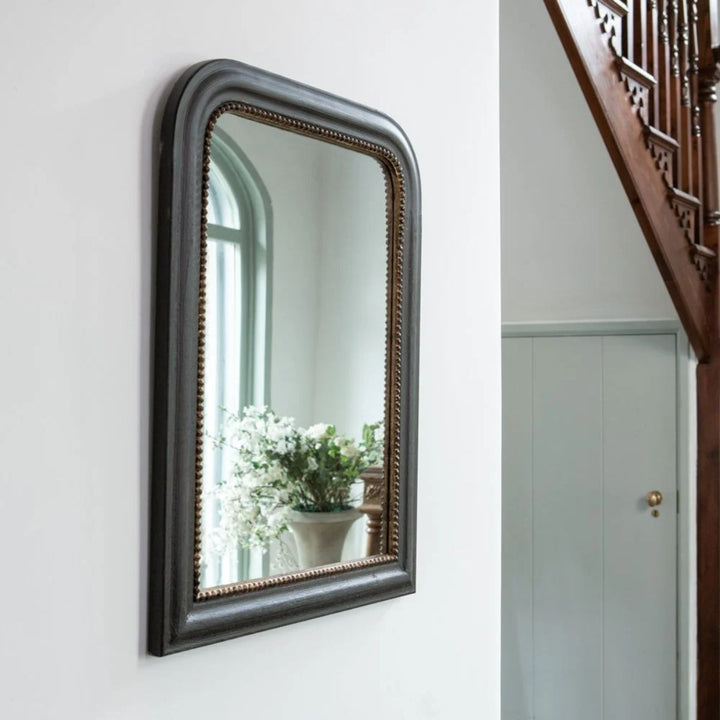 Grand Illusions Vintage Mirror Black With Gold Rim 61x92cm