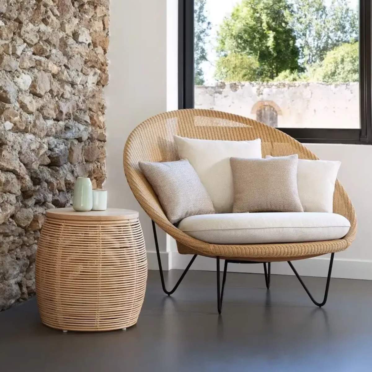 Vincent Shepherd Vivi Rattan Side Table Dia 46