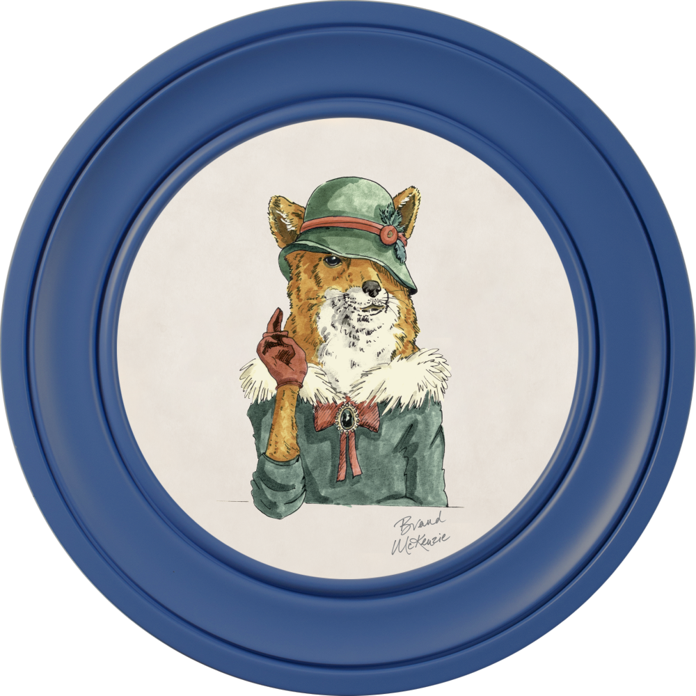 Brand McKenzie Happy Hour Vixen Framed Round Art Print with Chalk White Background