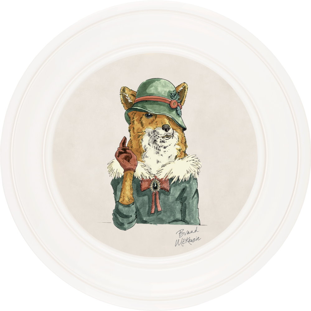 Brand McKenzie Happy Hour Vixen Framed Round Art Print with Chalk White Background