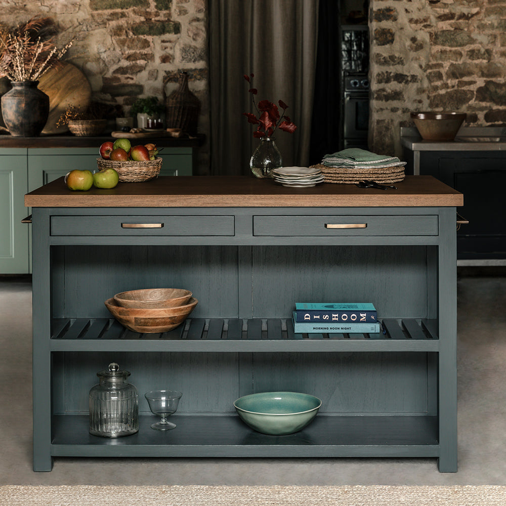 Garden Trading Walcote Kitchen Island - Forest Green - Wood