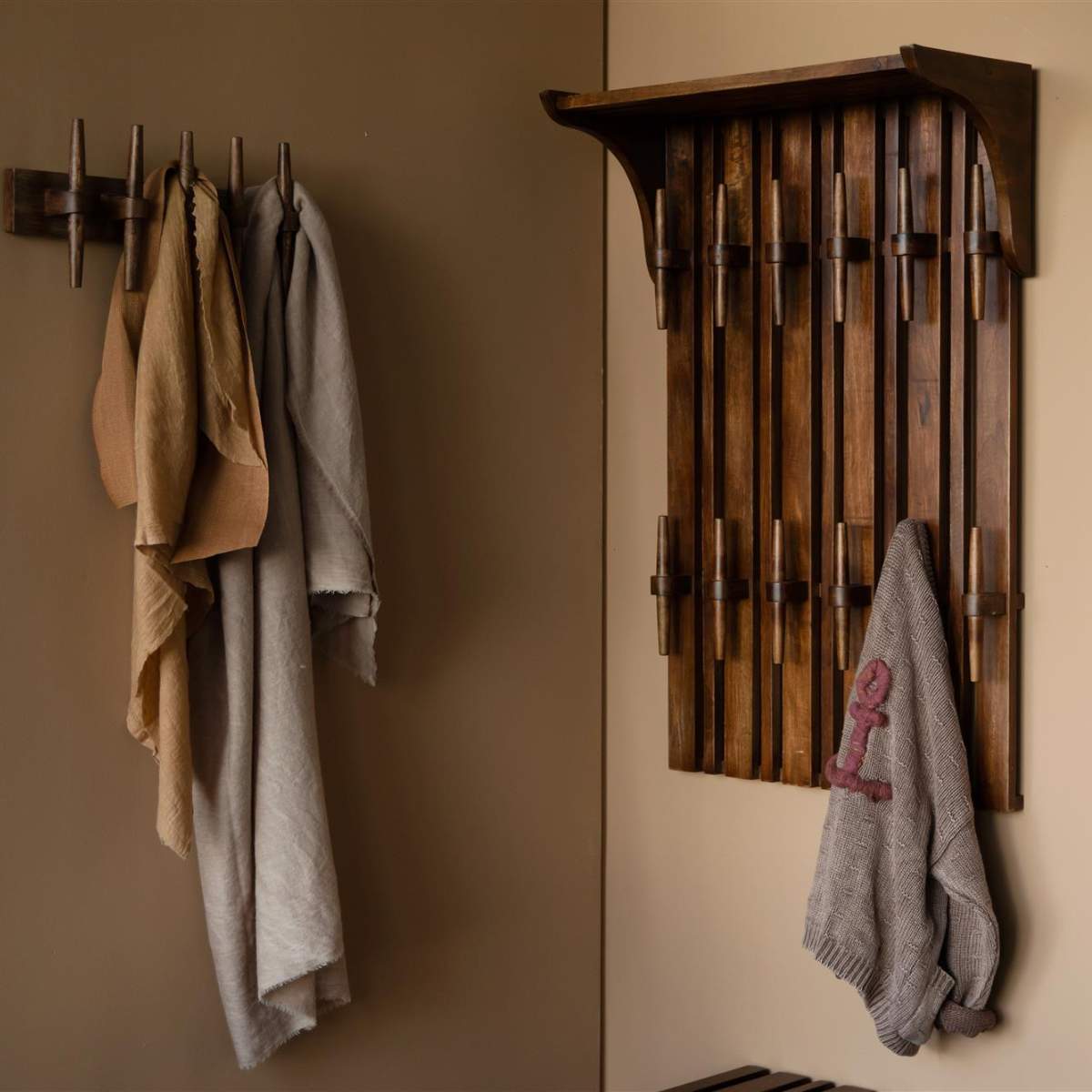 Dutch Bone Wall Coat Rack Shelf Jakub Walnut